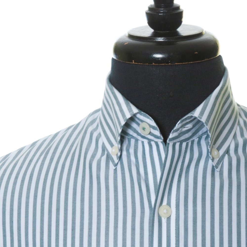 Pedro del Hierro Green Striped Oxford Shirt